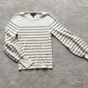 Express Beige and Light Brown Striped Sweater